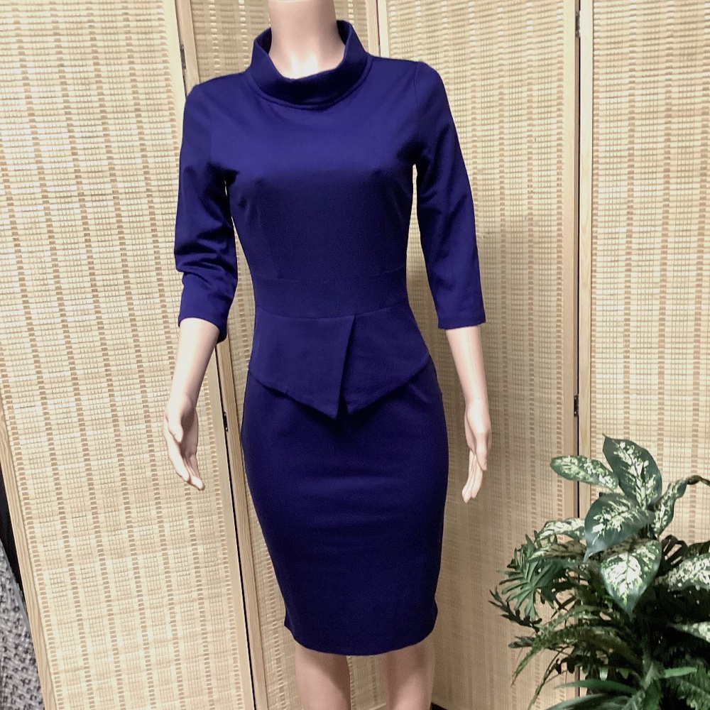 HOMEYEE US 6 Medium Navy Dress